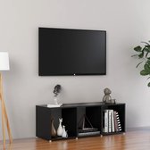 Decoways - Tv-meubel 107x35x37 cm spaanplaat hoogglans zwart
