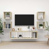 Decoways - 5-delige Tv-meubelset spaanplaat wit en sonoma eikenkleurig