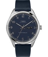 Timex Waterbury TW2U11400 Horloge - Leer - Blauw - Ø 42 mm