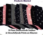 10 Paar Damesmode Sokken in Verschillende Prints en Kleuren