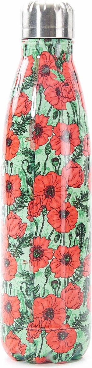 Eco Chic - Thermal Bottle (thermosfles) - T14 - Green - Poppies