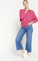 LOLALIZA Lurex trui met crochet details - Fuchsia - Maat L/XL