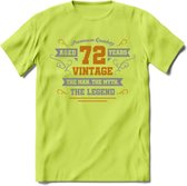 72 Jaar Legend T-Shirt | Goud - Zilver | Grappig Verjaardag Cadeau | Dames - Heren | - Groen - XXL