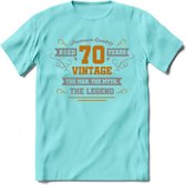 70 Jaar Legend T-Shirt | Goud - Zilver | Grappig Verjaardag Cadeau | Dames - Heren | - Licht Blauw - S