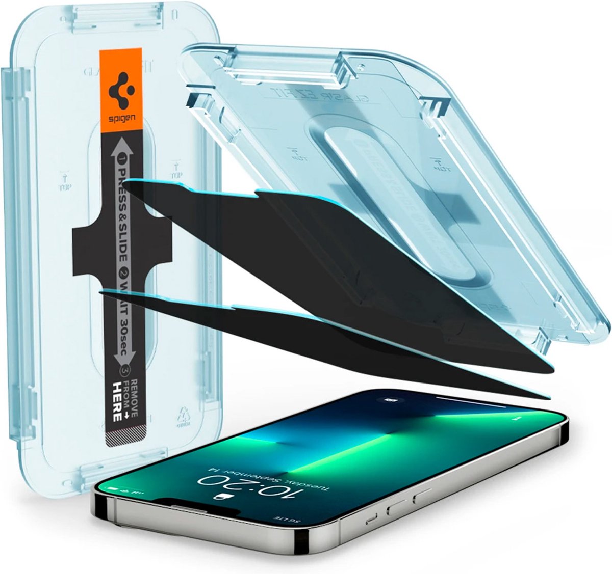 Spigen Privacy Glass Met Montage Frame voor Apple iPhone 13/13 Pro AGL03388