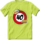 40 Jaar Hoera Verkeersbord T-Shirt | Grappig Verjaardag Cadeau | Dames - Heren | - Groen - S