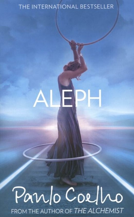 Aleph, Paulo Coelho, Een vrouw met een rok hangt aan een hoepel, een tweede hoepel ligt op de grond.