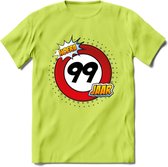 99 Jaar Hoera Verkeersbord T-Shirt | Grappig Verjaardag Cadeau | Dames - Heren | - Groen - XXL