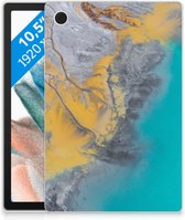 Tablet Hoes Samsung Galaxy Tab A8 2021 Leuk Case Marble Blue Gold met transparant zijkanten
