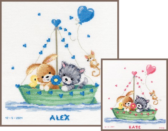 VERVACO Kruissteek Borduurpakket Geboorte Baby OOIEVAAR & BABY Handwerkpakket voor Wanddecoratie 28 x 24 cm Borduurwerk met Telpatroon DIY Kit Babykamer Decoratie Cadeau Knutselen Voor Volwassenen