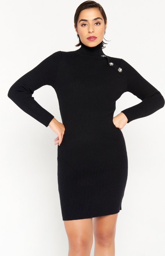 Lola Liza Trui-jurk met knopen - Black - Maat XL | bol.com