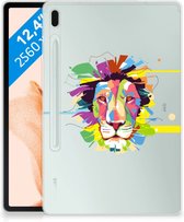 Tablet BackCover Geschikt voor Samsung Galaxy Tab S7FE Siliconen Hoesje Super als Cadeautjes voor Jongens Lion Color met doorzichte zijkanten