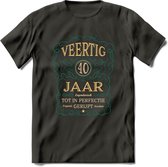 40 Jaar Legendarisch Gerijpt T-Shirt | Aqua - Ivoor | Grappig Verjaardag Cadeau | Dames - Heren | - Donker Grijs - L