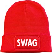 Muts rood - Swag - soBAD. | Winter soBAD. muts | beanies volwassenen | winter muts volwassen | muts heren | muts dames | beanie | mutsen | mutsen heren | mutsen dames | muts heren
