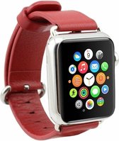 Nieuwe lederen band met klassieke gesp voor Geschikt voor Apple Watch band rode kleur 42mm - 44mm vervangende horlogeband voor Geschikt voor Apple watch Series 6/5/4/3/2/1