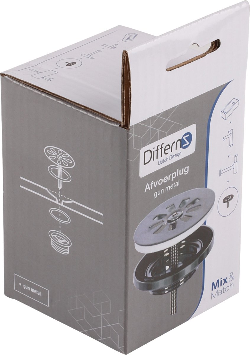 Wastafel Afvoerplug Differnz Pop Up Design 9.8 cm Chroom - Megadump Wormer