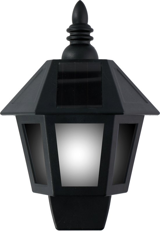 Grundig Wandlamp - Solar - 31 LED's - Brandtijd 6-8 uur - Vlameffect of Wit Licht - Zwart - Grundig