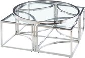 Parel Wonen - Amarant Klassieke Salontafel - Set Van 5 - Zilver Metaal - Glazen Tafel