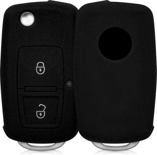 kwmobile autosleutel behuizing compatibel met Hyundai 3-knops inklapbare autosleutel hoesje - Sleutelhoesje in wit/zwart - Don't Touch My Key