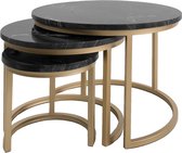 Salontafel Jasmin Marmer - Set van 3 - Zwart/Goud