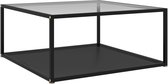 Decoways - Salontafel 80x80x35 cm gehard glas transparant en zwart