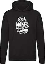 Beer makes me happy | Unisex | Trui | Sweater | Hoodie | Capuchon | Zwart | Bier maakt mij gelukkig | Borrel | Feest | Quote | Spreuken | Cadeau