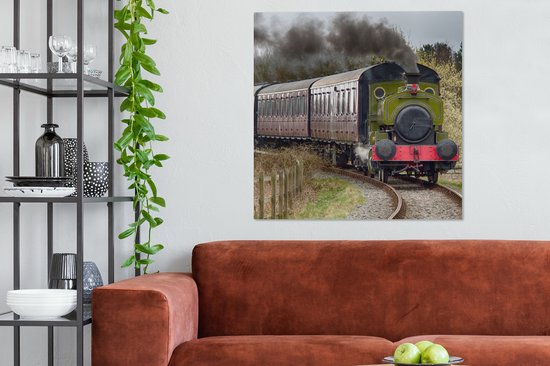Tableau sur Toile L'Arrivée du Train à Vapeur - 90x90 cm - Décoration murale