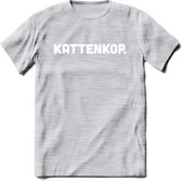 Kattenkop - Katten T-Shirt Kleding Cadeau | Dames - Heren - Unisex | Kat / Dieren shirt | Grappig Verjaardag kado | Tshirt Met Print | - Licht Grijs - Gemaleerd - M