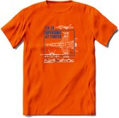 F-18 Vliegtuig T-Shirt | Unisex leger Kleding | Dames - Heren Straaljager shirt | Army F16 | Grappig bouwpakket Cadeau | - Oranje - S