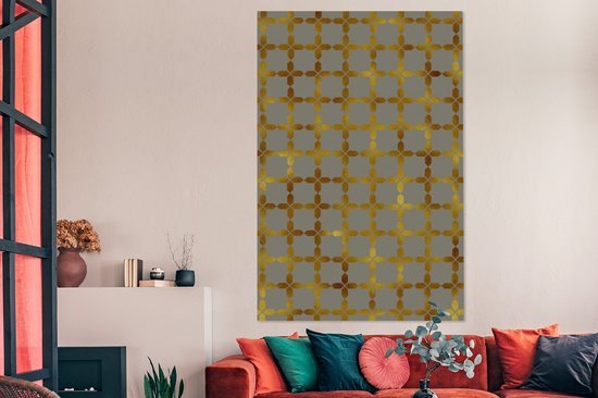 Motif de Luxe aubes avec détails dorés sur fond gris 120x180 cm - Tirage photo sur toile (Décoration murale salon / chambre) XXL / Groot format!
