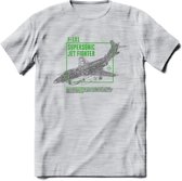 F-101 Vliegtuig T-Shirt | Unisex leger Kleding | Dames - Heren Straaljager shirt | Army F16 | Grappig bouwpakket Cadeau | - Licht Grijs - Gemaleerd - XL