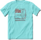 Vliegtuig T-Shirt | Unisex leger Kleding | Dames - Heren Straaljager shirt | Army F16 | Grappig bouwpakket Cadeau | - Licht Blauw - XXL