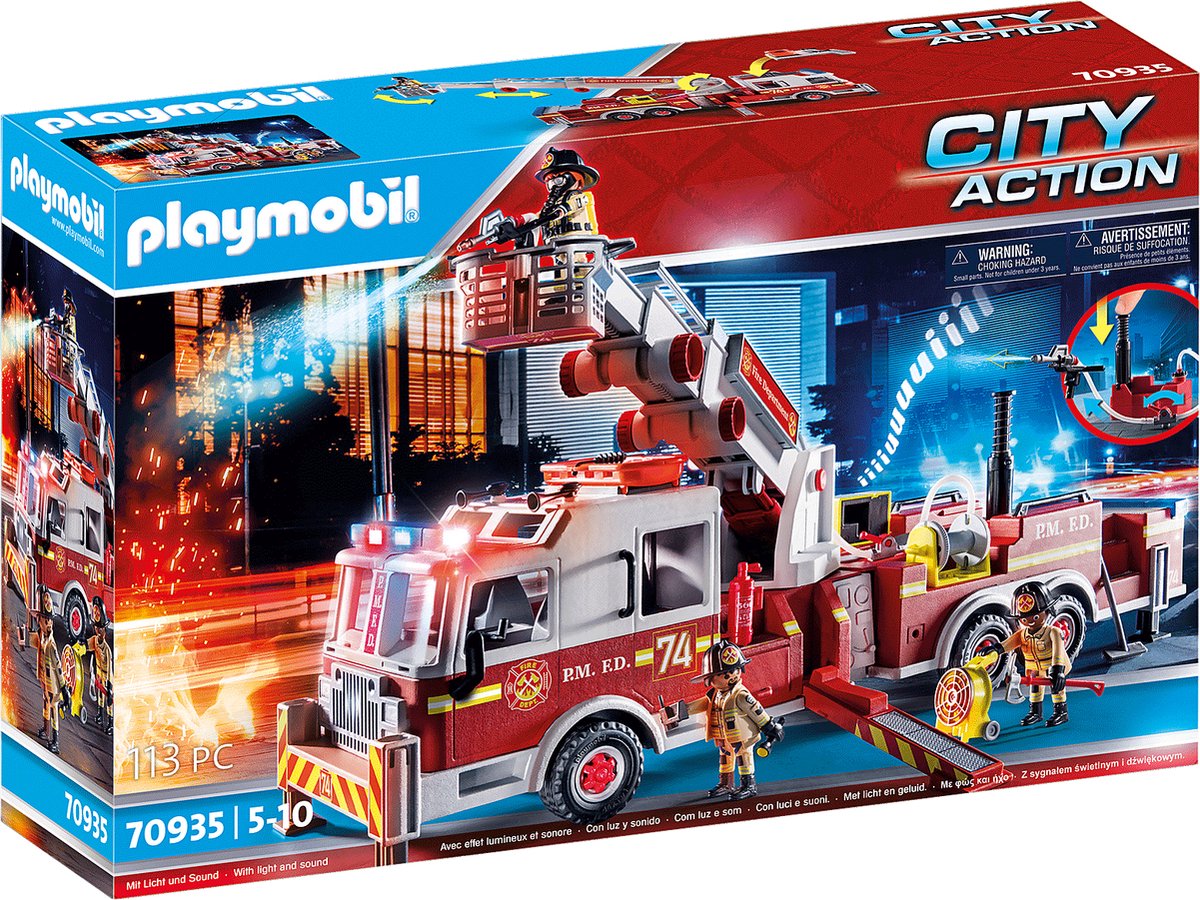 PLAYMOBIL City Action Brandweerwagen: US Tower Ladder - 70935