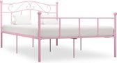 vidaXL Bedframe metaal roze 160x200 cm