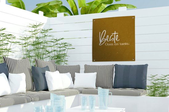 Posters de jardin Or - 'Cher oncle et tante' - Citations - Proverbes - 50x50 cm - Toile jardin - Affiche extérieure