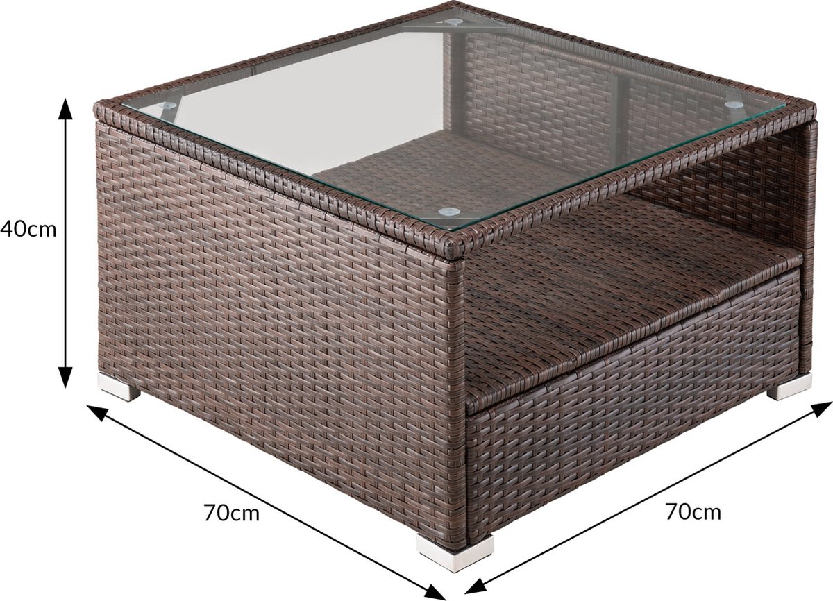 Casaria Polyrattan Loungeset -Incl. Kussens Tafel - Bruin Crème thumbnail 2