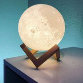Homezie Maanlamp | Werkt op aanraking & met afstandsbediening | Maan lamp | 16 kleuren | Tafellamp | Inclusief houten standaard
