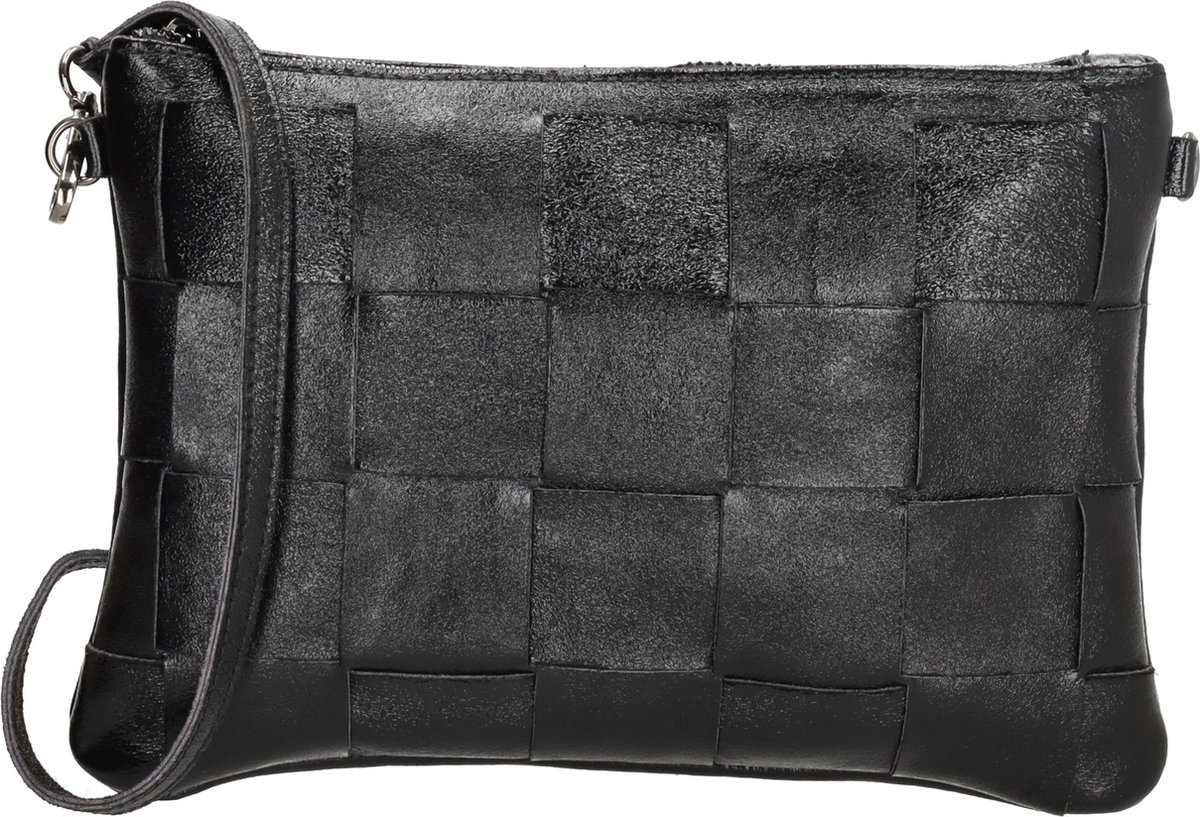 Charm London Elisa Clutch/avondtasje - 100% Leer - Leren Tas - Zwart