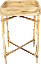 Bijzettafel 45*45*10/75 cm Creme Rotan Vierkant Side table Tafeltje