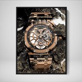 DEVICI Ingelijste Motiverende Wanddecoratie - Muurdecoratie - Audemars Piguet Royal Oak Tourbillon Openworked - Ingelijste Canvas Wall Art Ingelijste Wanddecoratie Kantoor Ingelijste Kunstpos