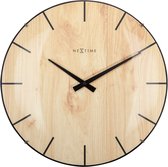 NeXtime - Wandklok -  35 cm - Bol Glas - Lichtbruin -'Edge Wood Dome'