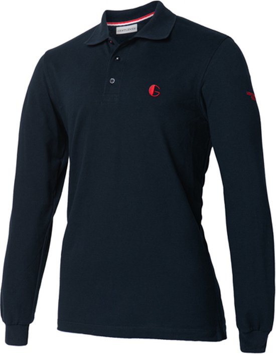 Gentlemen - heren poloshirt met lange mouw - 100% katoen - navy - maat M