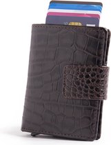 Figuretta Portemonnee Met Cardprotector Bruin Kroko Leer