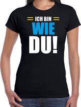 Apres ski t-shirt Ich bin wie du zwart  dames - Wintersport shirt - Foute apres ski outfit/ kleding/ verkleedkleding L