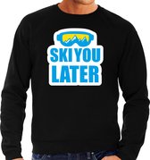 Apres ski trui Ski you later / Ski je later zwart  heren - Wintersport sweater - Foute apres ski outfit/ kleding/ verkleedkleding S