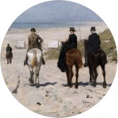 Glasschilderij Kunst Morgenrit langs het strand Ø 70 cm - Reinders