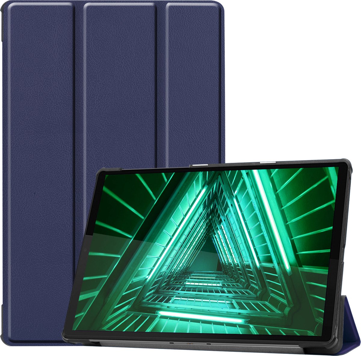 Hoes Geschikt voor Lenovo Tab M10 FHD Plus 2nd Gen Hoes Book Case Hoesje Trifold Cover - Hoesje Geschikt voor Lenovo Tab M10 FHD Plus (2e Gen) Hoesje Bookcase - Donkerblauw
