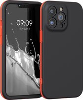 kwmobile hoesje compatibel met Apple iPhone 13 Pro - 3-delige cover met extra bescherming - Smartphonehoesje in zwart / oranje