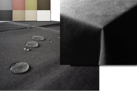 JEMIDI ovaal tafelkleed buiten 130 x 220 cm - Tafellaken afwasbaar - Tafelzeil buiten of binnen met linnenlook - Vuil- en waterafstotend - Antraciet