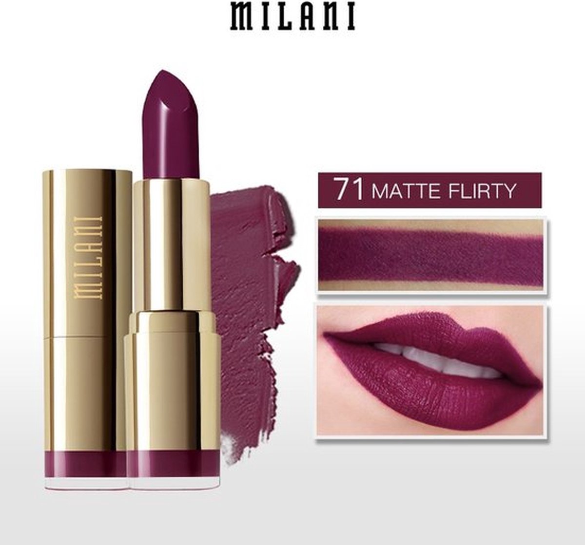 Milani Color Statement Matte Lipstick - 71 Flirty - Lippenstift - Donker  Rood - 3.97 g | bol.com